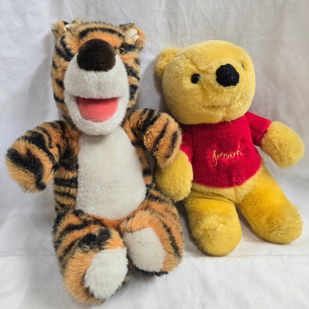 Vintage Disney Winnie The Pooh Sears Plush Tigger & Pooh Stuffed Animal Toy Gund